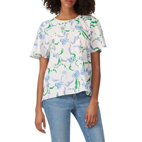Prabal Gurung Cream Brushstroke Floral Blouse Top - Picture 1 of 7